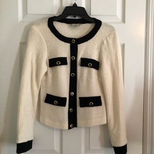 Cream & black wool blazer